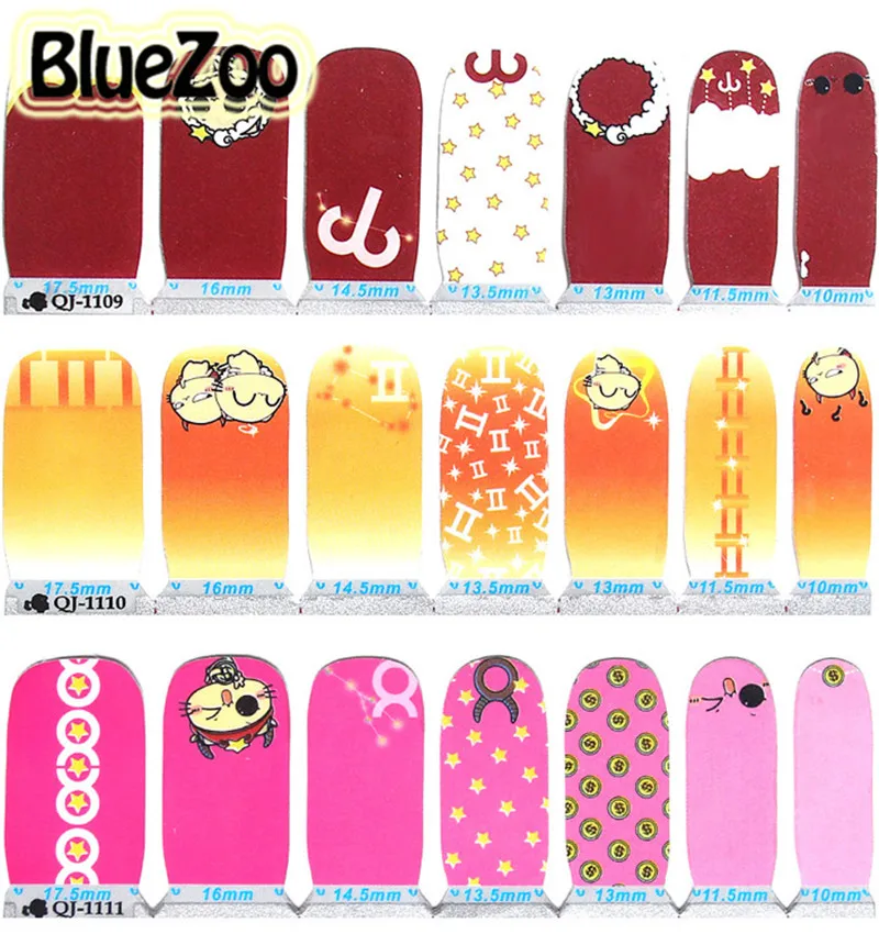 

BlueZoo 12 Sheet Zodiac Cartoon Designs Nail Decal 3D Nail Art Water Transfer Sticker Decorations Beauty Tips Makeup Accessories