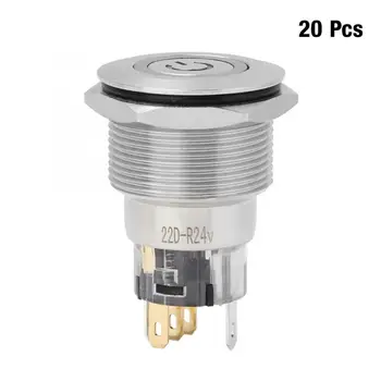 

Metal Button Switch 20Pcs Automatic Reset Flat Ring Head Power Supply Label Stainless Steel Button Switch