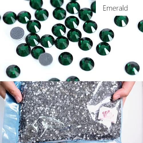 SS6-SS20 4 Sizes Large Quantity DMC Hot Fix Rhinestones Wholesale Colorful Flatback Round Hotfix Strass for Garments Dress B1124 - Цвет: emerald