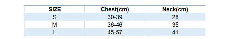 dog harness size