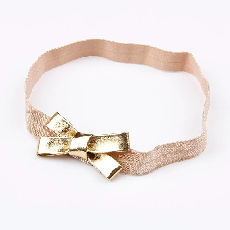 Baby Girls Gold&Silver PU Bow Headband Kids Leather Bowknot Hairband Headwear Newborn Hair Band Accessories baby accessories basket