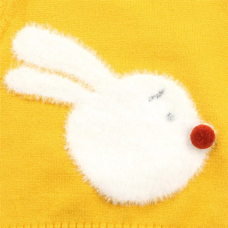 Свитера для маленьких девочек; Милые осенние свитера для девочек с рисунком кролика; коллекция года; хлопковые Повседневные свитера с круглым вырезом для маленьких девочек; теплый вязаный свитер