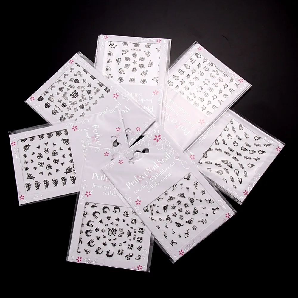

25 Sheets/Set Colorful 3D Nail Art Stickers Decal Manicure Different Design Nail Stickers Nail Art Decorations