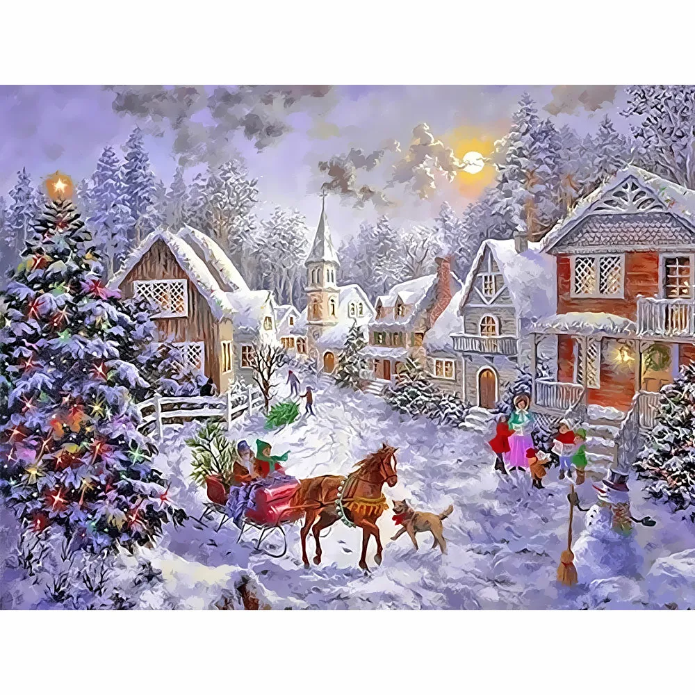 

Painting By Number DIY Dropshipping 40x50 50x65cm Happy Christmas Landscape Canvas Room Decoration Art picture Present