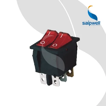 

5pcs/lot AC 250V/6A 125V/10A 6 Pin ON-OFF Black And Red Boat Rocker With 2 Switches,Electric Press Bottom Switch KCD8-212N