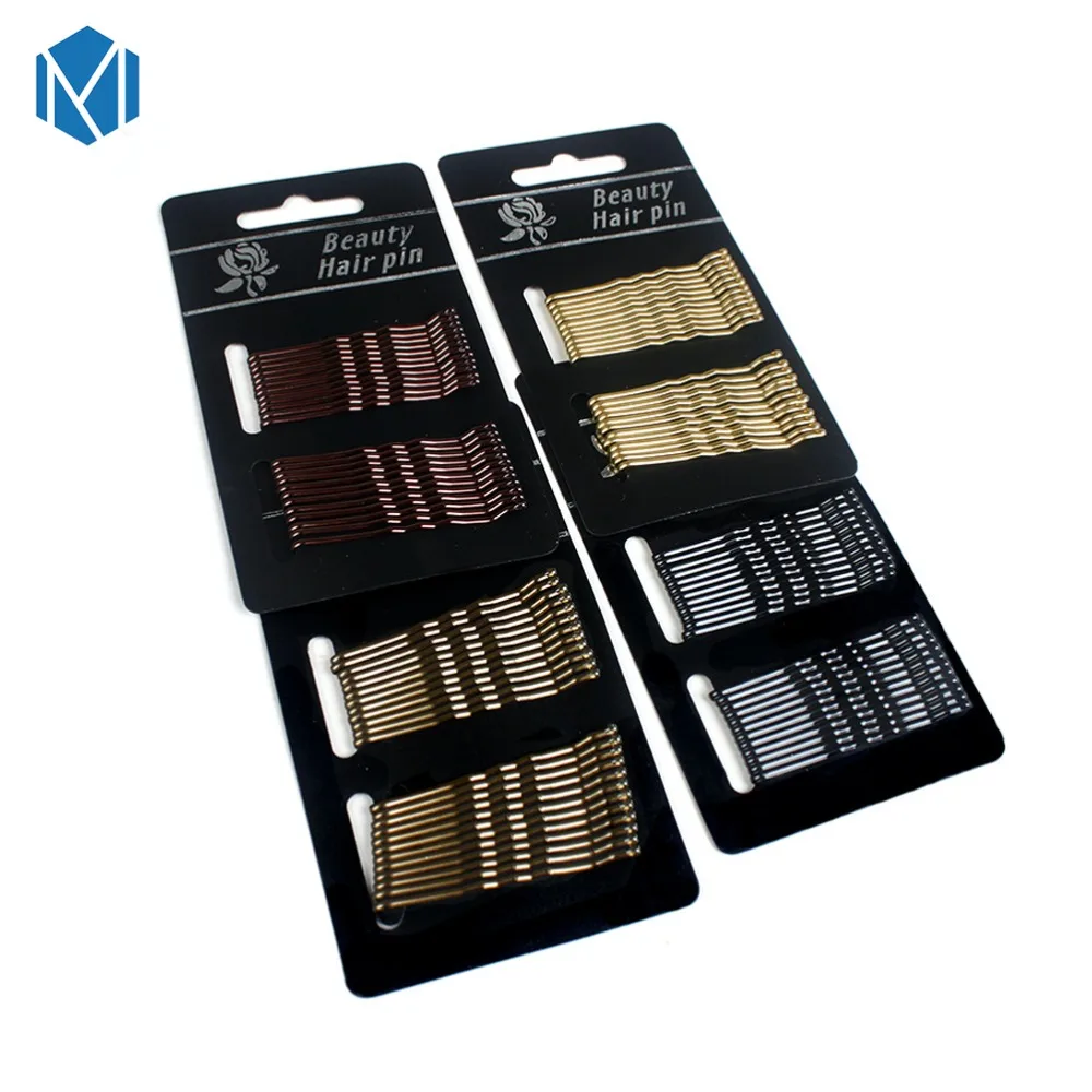 

M MISM 36PCS/Lot Basic Black Gold 5.5 CM Barret Fashion Sweet Girl Alloy Hairclips Alloy BB Headmade Female Hair Accessories