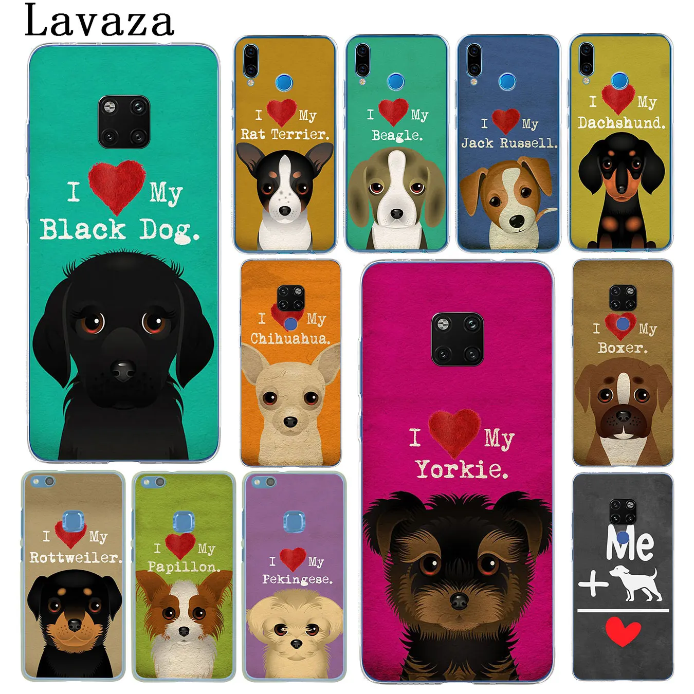 

Lavaza I Love My Dog Yorkie Papillon boxer Phone Case for Huawei Mate 30 10 20 Pro Lite Nova 5I 4 3i 3 2i 2 Lite Cover