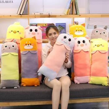 

Cartoon Animals Long Soft Stuffed Totoro Cat Pig Fox Creative Plush Pillows Sofa Back Cushion Decoration Baby Sleeping Doll New
