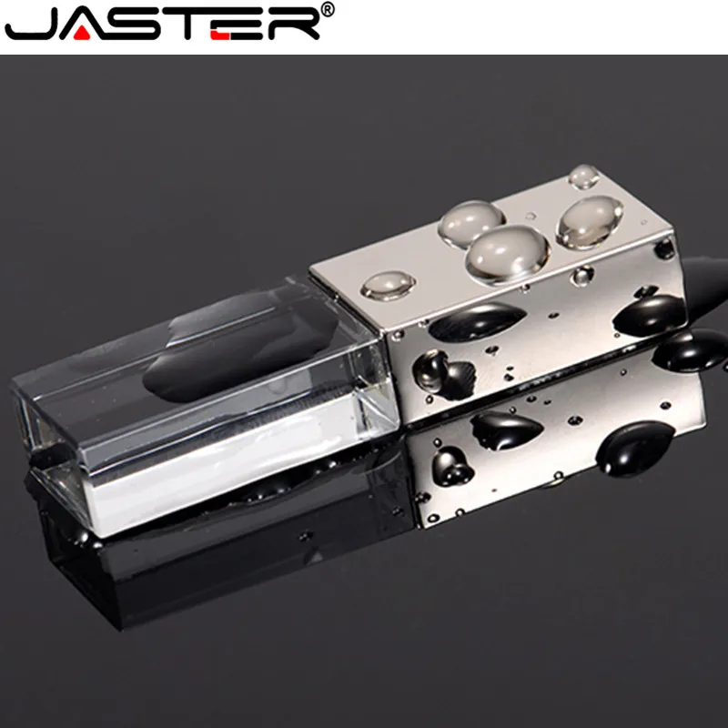 

JASTER Crystal Transparent USB Flash Drive 4GB 8GB 32GB USB 2.0 Memory Stick Metal Pen Drive Gifts Free Custom Car Logo