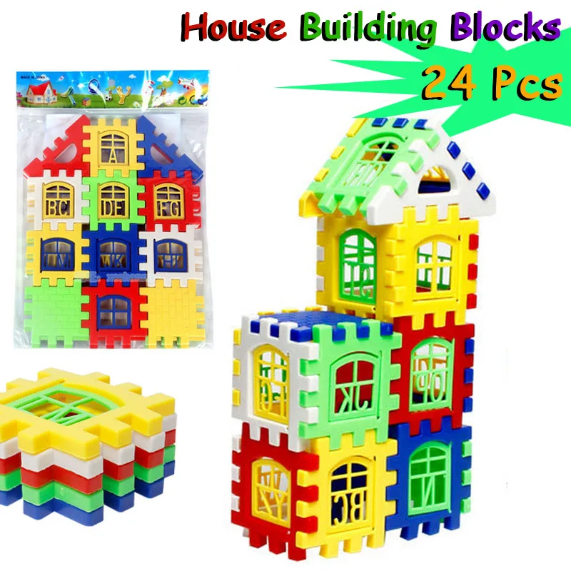 Buy 24 Pcs House Building Blocks DIY Creative Bricks