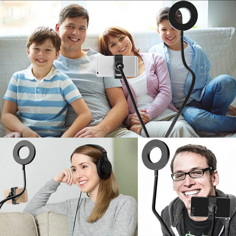 

Selfie Ring Light Phone Holder Stand for Live Stream Makeup Bracket Clamp Clip On Desk LED Lamp PAK55