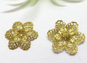 

100pcs/lot 25mm brass flower filigree wrap findings 3699