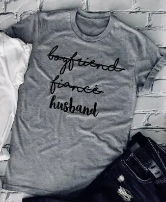 Одинаковая футболка для пары, для свадьбы, для жены, Camisetas, для мужчины, для мужчины, вечерние топы для свадьбы, одинаковые комплекты - Цвет: Husband --- gray