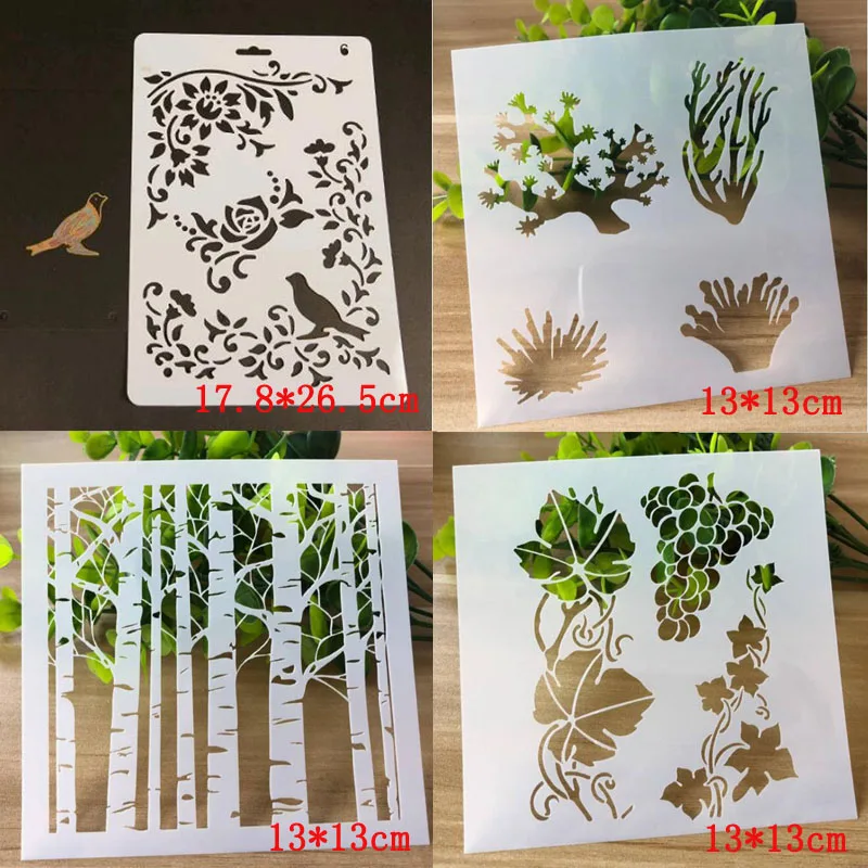 

4PCS Stencils Plastic Template Drawing Stencils DIY Painting Tools Photo Album Ruler For Kids Scrapbooking Diary Bullet Journal