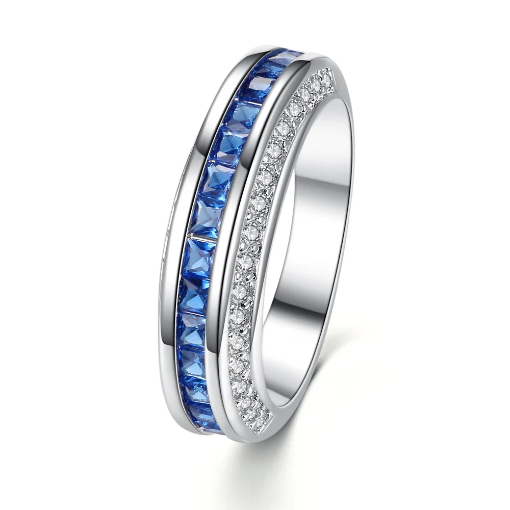Lovers Ring with Blue Crystal Pink Crystal Couple Ring ...