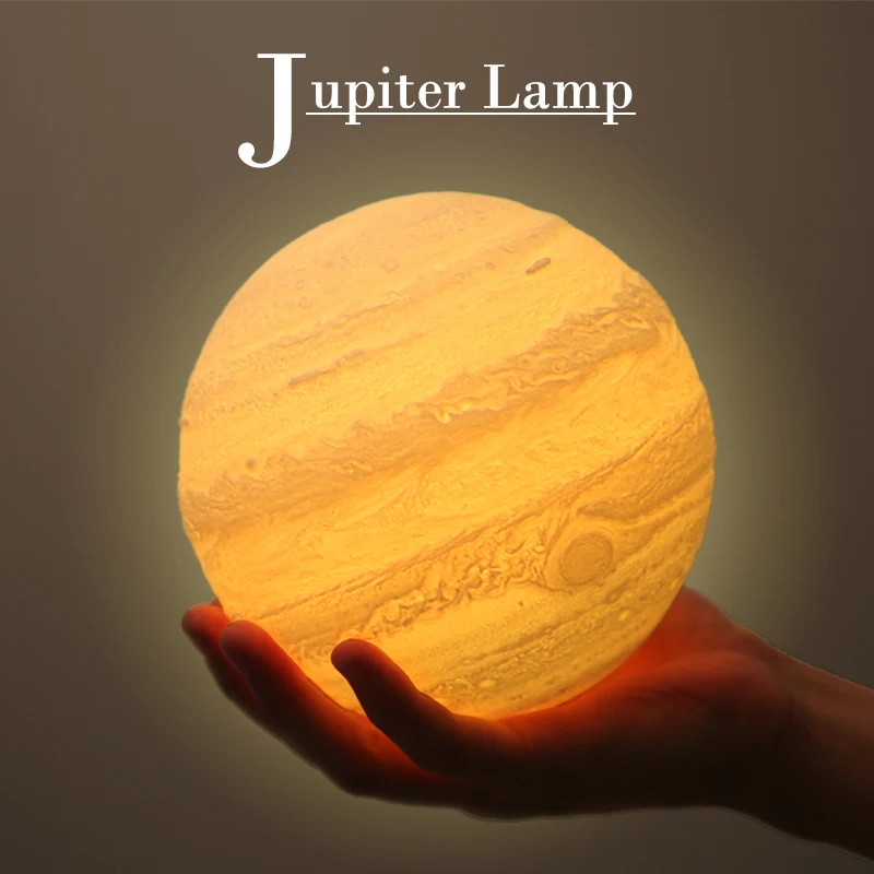 3D печать 16 цветов Led Jupiter лампа цветная лампа с магнитной поддержкой деревянный кронштейн и пульт дистанционного управления Перезаряжаемый Usb светильник