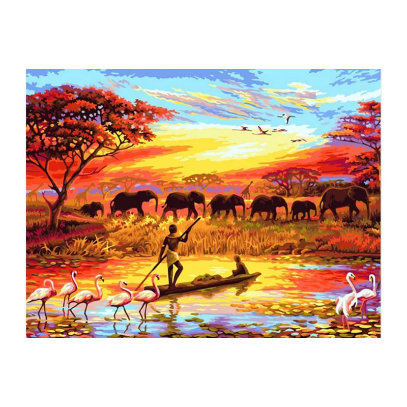 Diamond Painting Africa Animal DIY Embroidery 5D Square Mosaic Full Pictures By Numbers Rhinestones Elephants | Дом и сад