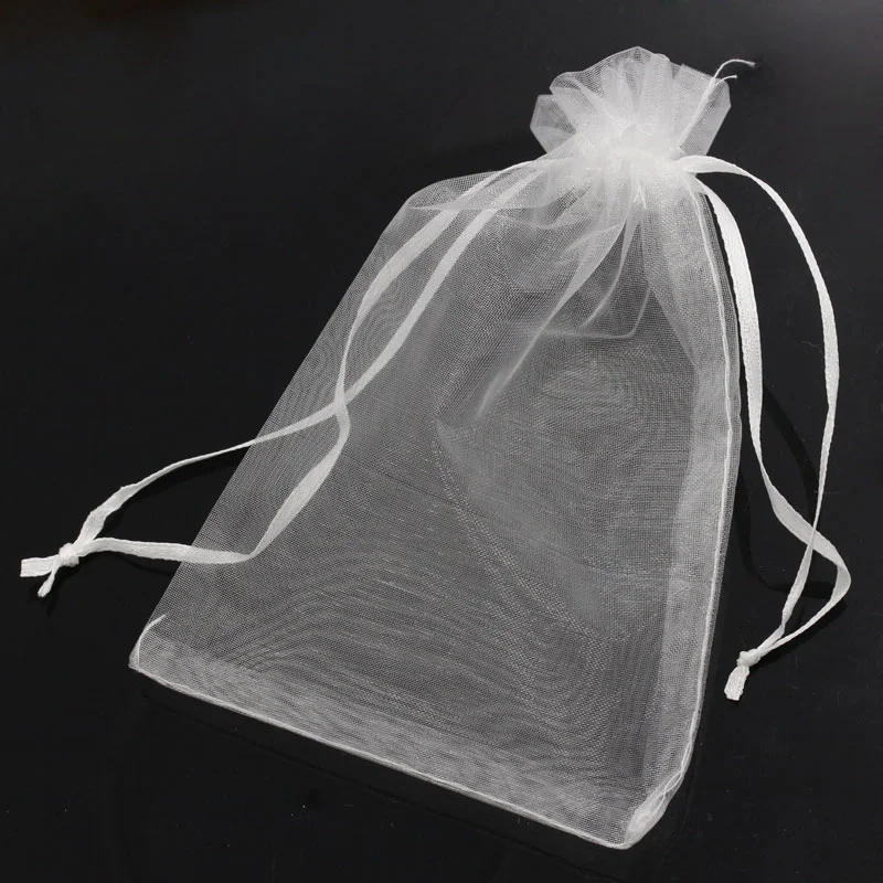 

8SEASONS Organza Drawable Wedding Gift Bags&Pouches White 15x10cm,50PCs (B24676)