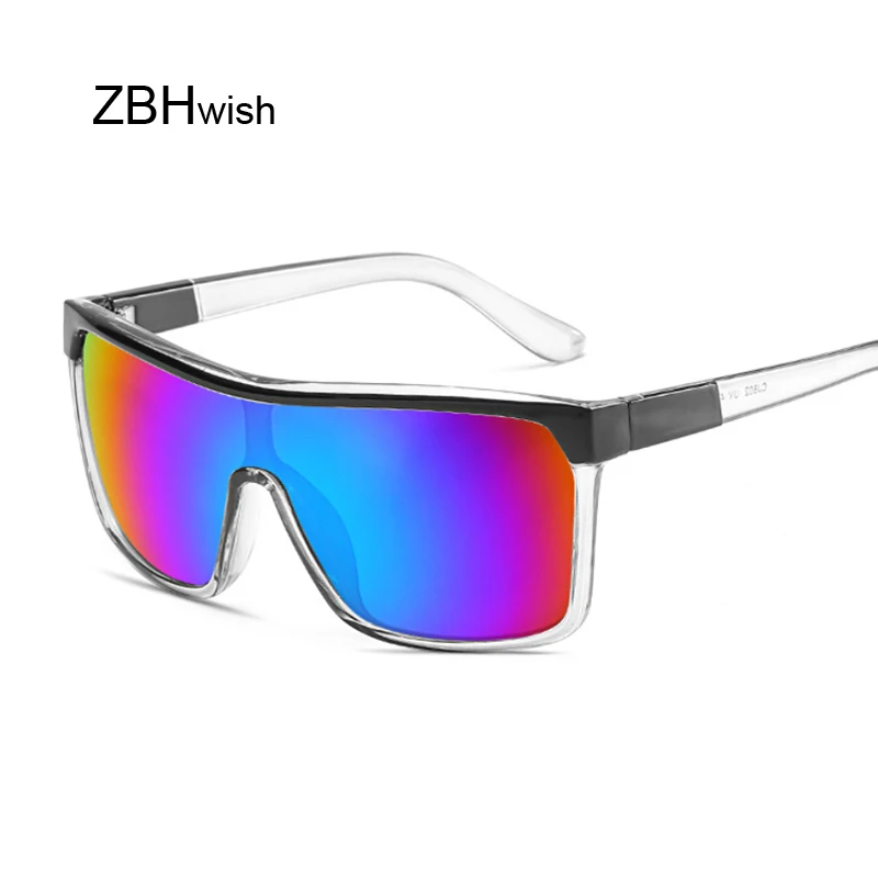 Brand Fashion Black One Piece Sunglasses Men Oversize Driving Cool Sun