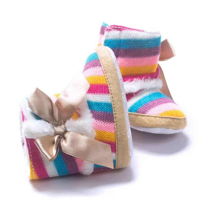 Радужная шерстяная детская обувь с хлопковой подкладкой для новорожденных; ботинки для зимы и снега - Цвет: picture show