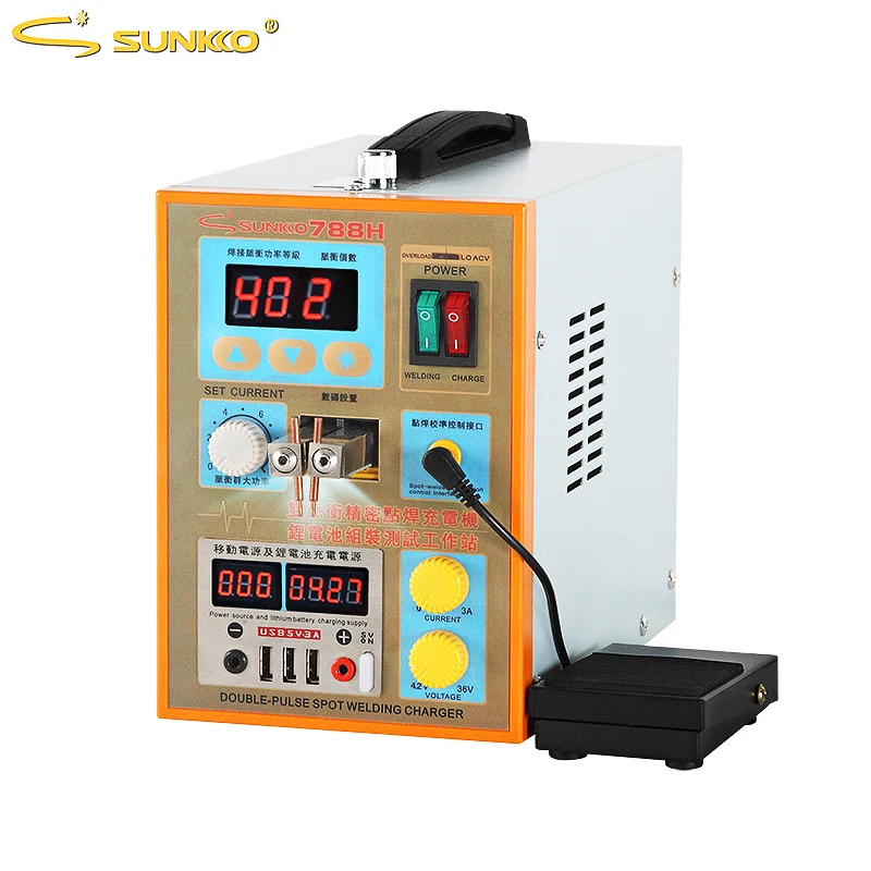 SUNKKO 788 H точечная Импульсная Сварка машины 1.5kw точечной сварки светодиодный свет литиевая Батарея Тесты зарядка через usb для 18650 Батарея пакет сварки