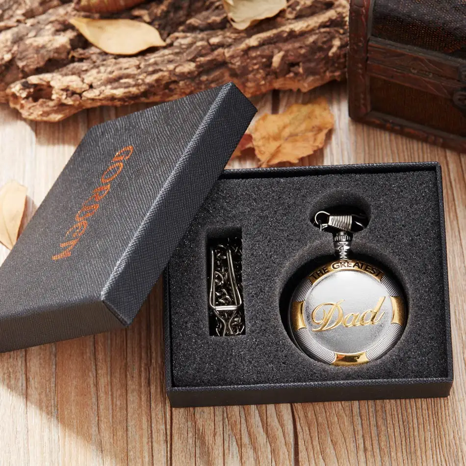 Винтажные лучшие папа стимпанк карманные часы Кварцевые ожерелье карманные часы для отца цепи часы Relogio De Bolso