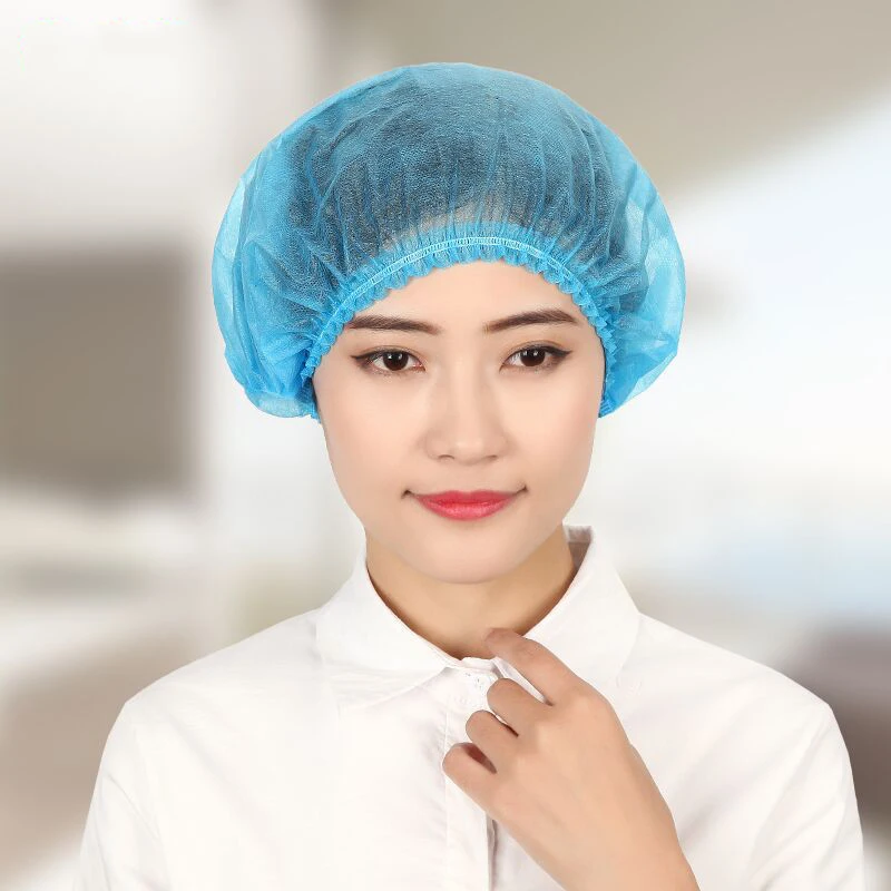 20Pcs Disposable Salon Hair Hat Anti Dust Net Bouffant Cap Non-Woven Head Cover Hat Elastic Cleaning Hair Protect Hat Cap