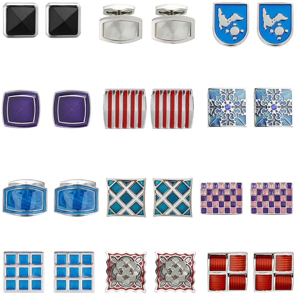 

New high-end Fashion Men's Shirts Cufflinks Luxury Design Silver Square Blue Crystal Cufflinks gemelos para hombre camisa
