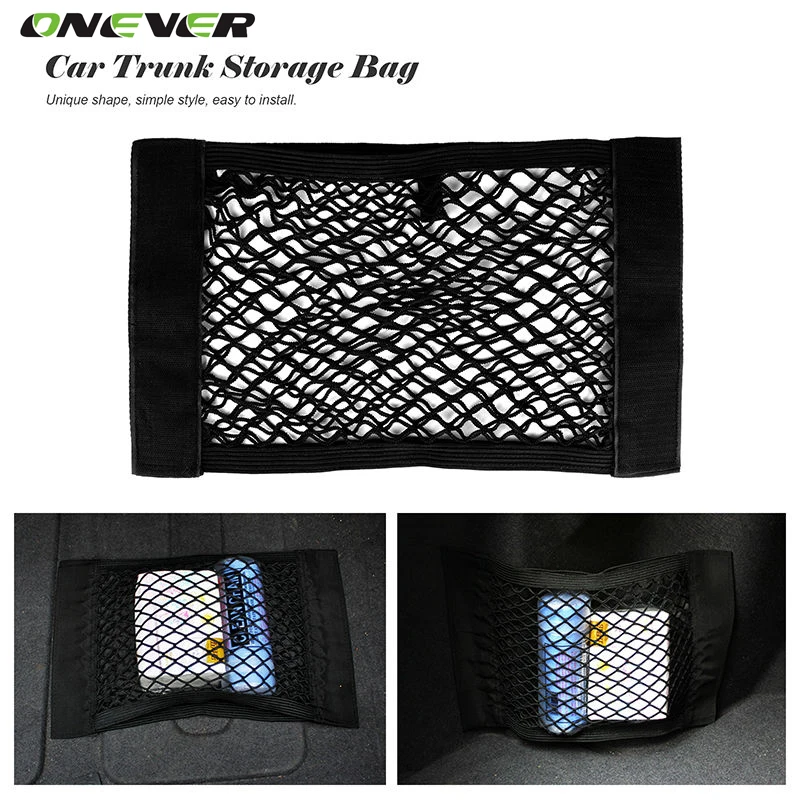 

Car Seat Back Storage Elastic Mesh Net Bag Luggage Holder Pocket Sticker Trunk Organizer Strong Magic Tape for Car Accessories