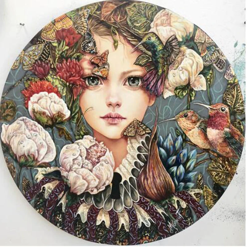 

Full Handcraft Embroidery Rhinestones Cross Stitch Diy Diamond Painting Buttfly Girl and Flower Home Decro TT030