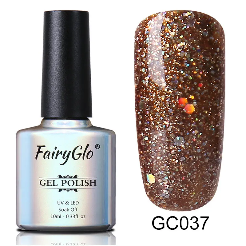 FairyGlo 10 мл УФ Блестящий Гель-лак для ногтей, блестящий Гель-лак, впитывающая полупостоянная краска, Гибридный Гель-лак Lucky Lak - Цвет: 037