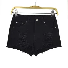 Новинка года жаркое лето европейской и американской моды личности черный ажурные складки повседневное прямые пикантные женские джинсовые шорты