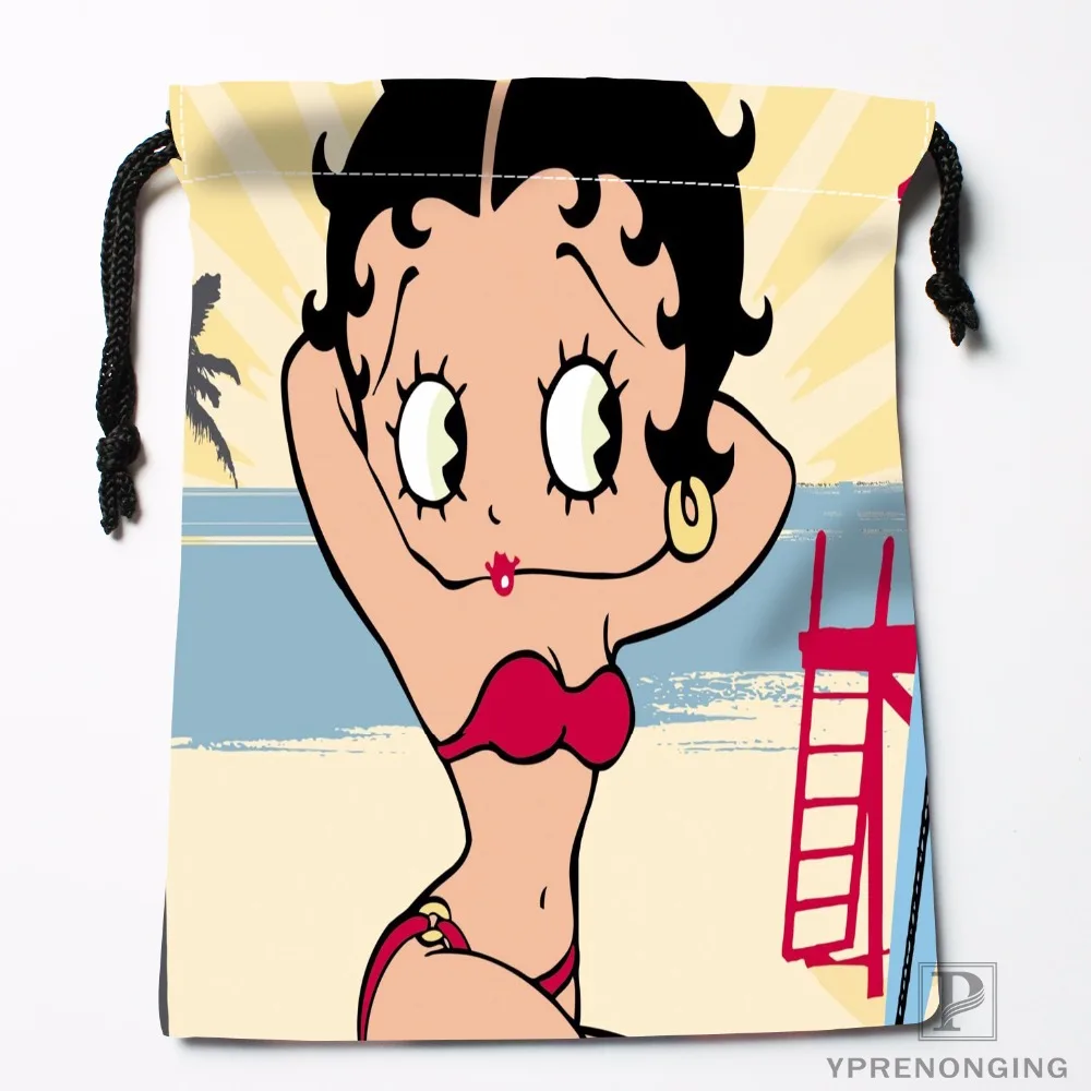 Изготовленные на заказ сумки на шнурке Betty Boop с принтом, модные дорожные сумки для хранения, мини-сумка для плавания, походов, игрушек, размер 18x22 см#180412-11-09