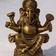 18 СМ Тибетский Религии Бронзовый Ганапати Ганеш Господь Ганеша Статуя Будды