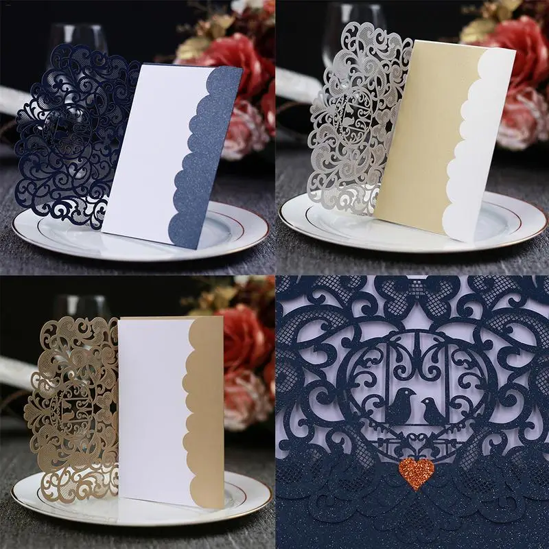  10PCS/Pack Hollowed-out Innovative Wedding Invitation Card High-end Business Invitation Festival In - 32922898103