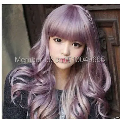 

FREE SHIP>>>A2351345 Popular NEW mix Purple Gradient curly Lolita Cosplay Party Wig