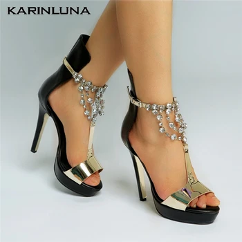 

Karinluna New Arrivals INS Shoe Plus Size 34-47 Buckle Strap Summer Sandals Woman Shoes Sexy Thin Heels Party Sandals Female