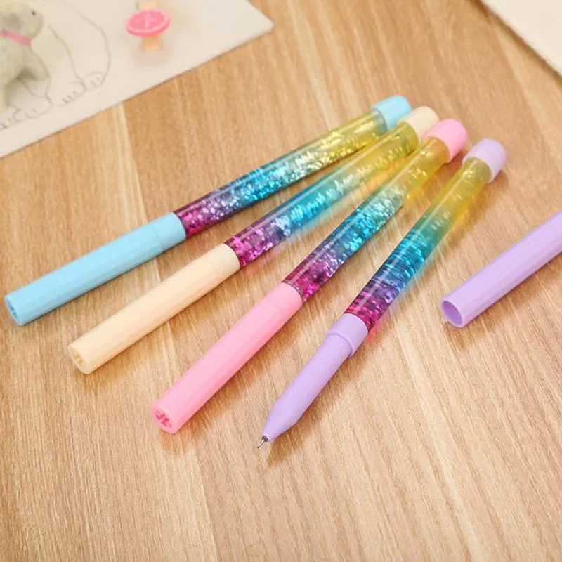 

2pc Kawaii Gel Pen Cute Black Ink Signature Pen Colorful Magic Bar Crystal Quicksand Fairy Pen Office School Supplies Stationery
