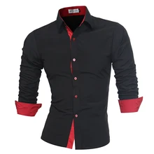 Men Shirt Man Dress Slim-Fit Long-Sleeve Black Male Plus-Size Casual High-Quality Brand