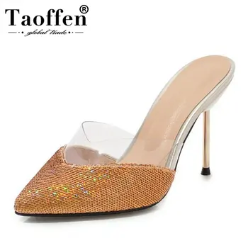 

TAOFFEN Women New Fashion Sexy Party Sandals Wedding High Heel Office Ladies Summer Shoes Women Pointed Toe Bar Club Size 32-43