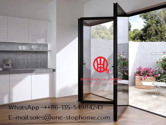  Double/Triple Glazing Tempered Glass Door Bi-Folding Aluminum Alloy Sheet Patio Door High Quality F