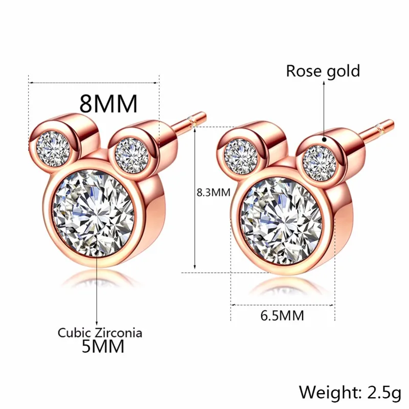 Yiustar мини-серьги с мышкой, маленькие серьги с Микки Маусом для женщин и детей, серьги с маленькими животными, серьги-гвоздики, ювелирные изделия из мультфильма