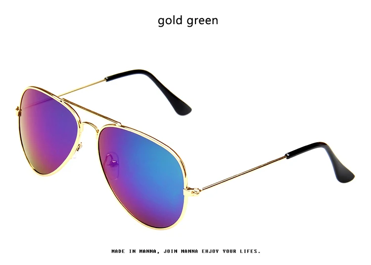 Longkeperer Модные Детские Пилотные солнцезащитные очки мальчики девочки классический дизайн серебряная оправа синие линзы солнцезащитные очки для детей - Цвет линз: gold green