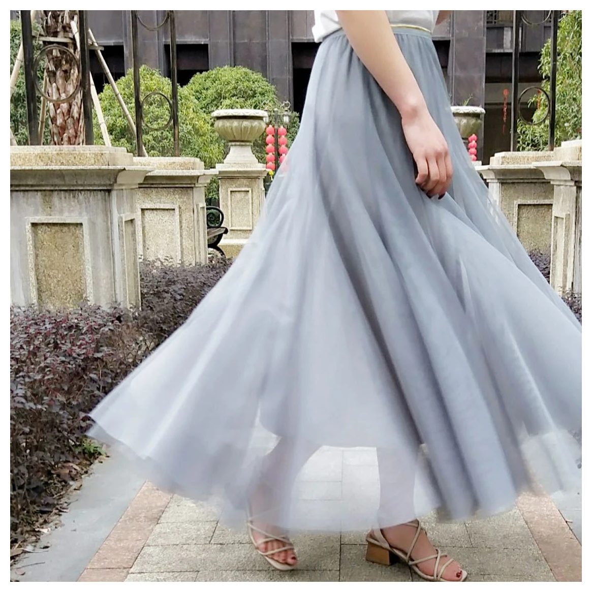 Женская розовая сетчатая фатиновая юбка Корейская плиссированная женская