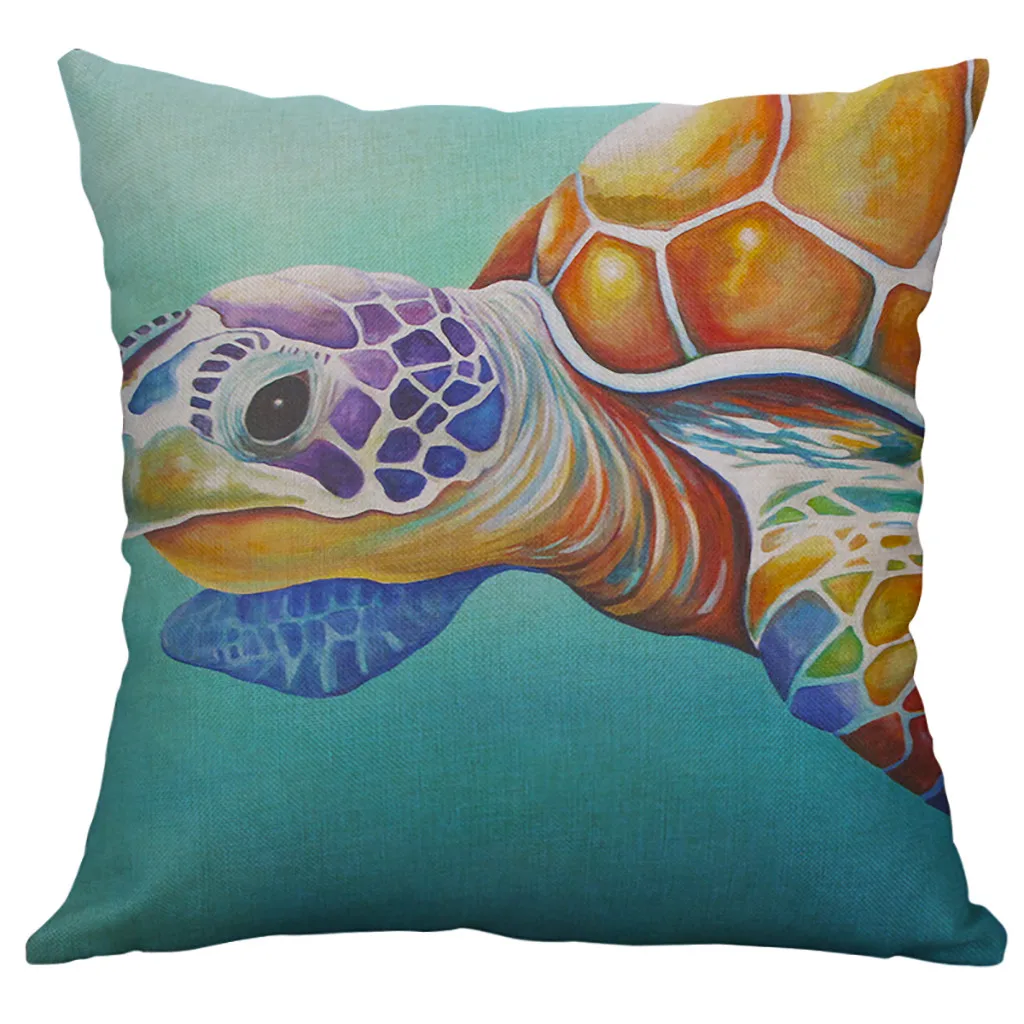 

Marine Life 50x50cm Linen Pillow Pillowcase Home Decorative housse de coussin poszewka dekoracyjna federe cuscini divano 2019
