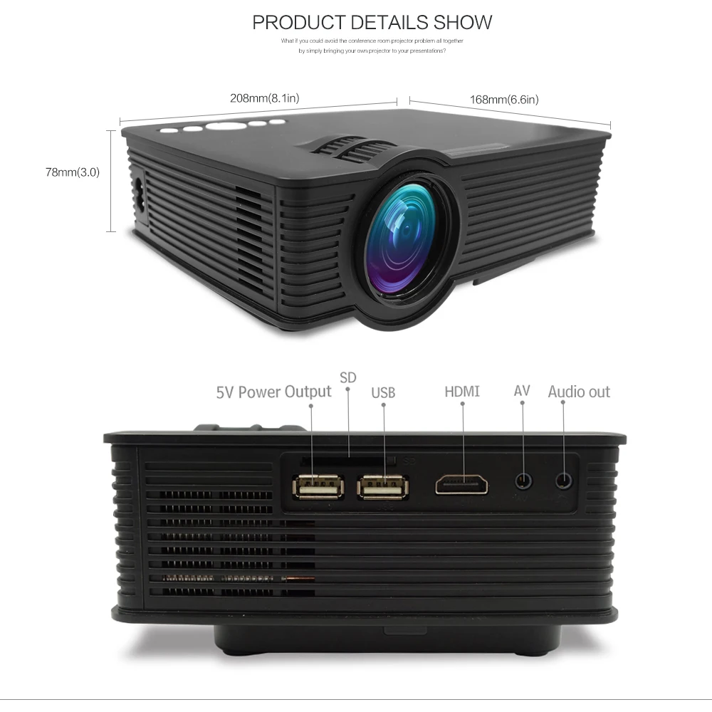 ThundeaL GP9 мини проектор HD 3D домашний Full Портативный видео HDMI USB AV SD ЖК дисплей