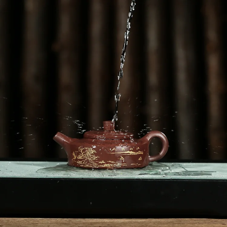 Темно-красный эмалированный керамический чайник Yixing Raw металлический пурпурный и Zhu грязь характеристика Чжоу Пан эскиз кунг-фу онлайн чайник