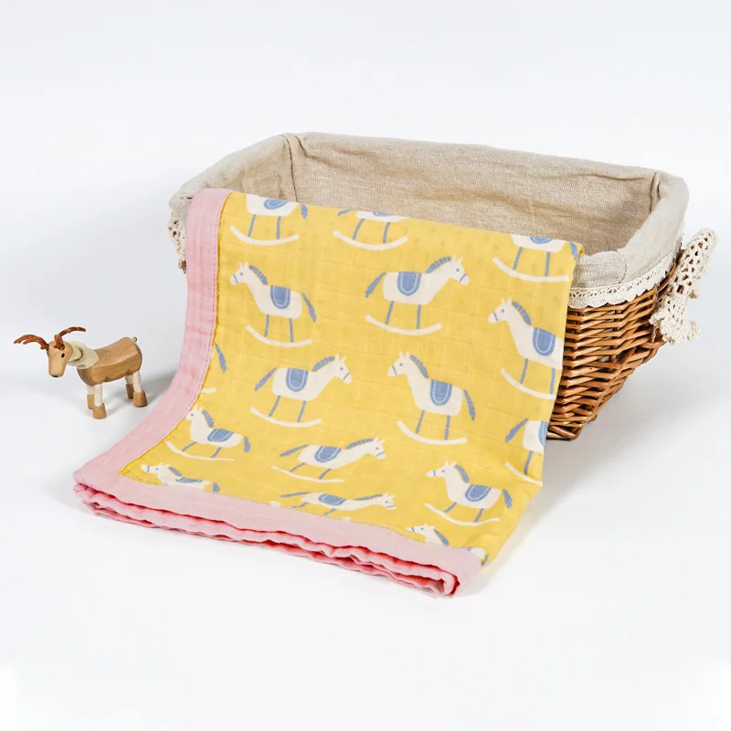 2 Layers Baby Blanket (4 Layer Gauze) Thick Autumn Winter Soft Cute Baby Blanket Organic Cotton Swaddle 120*120CM