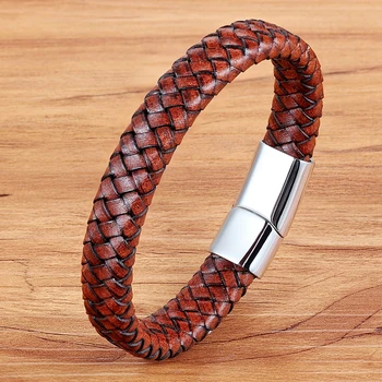 

TYO Minimalist Braided Non-Fading Anti-allergy Genuine Leather Bracelet & Bangle For Men Accessories Jewelry Pulseiras Masculina