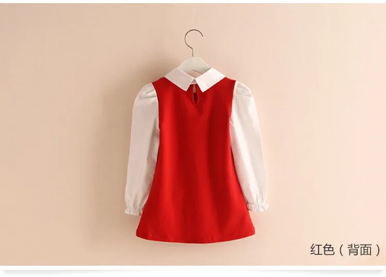 2018 Sping Autumn New Fashion Preppy Style A-Line Long Full Sleeve Turn-Down Collar Red Blue Princess Kids School Girl Dress (9)